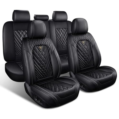 Car Seat Covers for Toyota Sequoia 2008-2026, Full Set Seat Cover, Diamond Quilted Black Automotive Seat Covers, Waterproof & Breathable - size: Toyota Sequoia Full Set