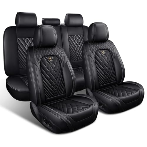 Automotive Seat Covers for Ford F250 2005-2026, Leather Car Seat Covers Full Set, Heavy-Duty Diamond Pattern, Waterproof Seat Covers & Accessories, Black - size: Ford F250 Full Set