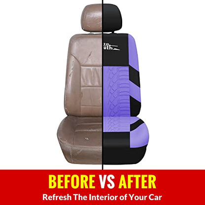 AUTOYOUTH Purple Seat Covers Front Seats Only, 3D Tyre Embossed Breathable Bucket Covers, Airbag Compatible, Quick Setup Universal Fit for Sedan, SUV, Truck, Van - color: Purple, size: Front Seats Only (4 pieces)