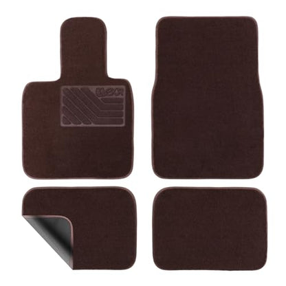 EKR All-Weather Universal Fit Car Floor Mats, 0.5 inch Thick Car Carpet Mats, Anti-Slip Automotive Mat with Driver Heel Pad Fit for SUV, Vans,Sedans, Trucks (Blown,4pcs Black Full Set) - color: Blown