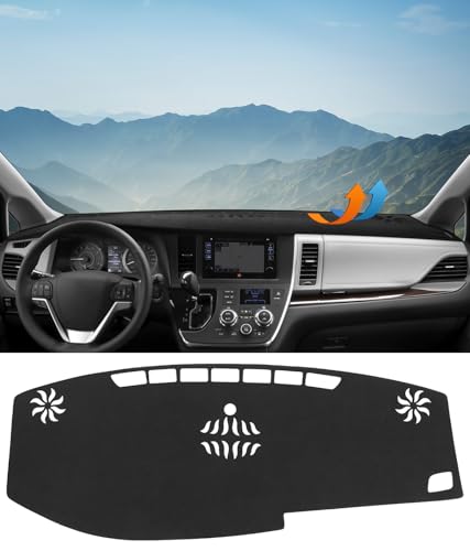 BIBLOZ Dash Cover for Toyota Sienna 2015-2020 Accessories Black Flannel Dashboard Cover Mat Car Dashboard UV Sun Protection - size: 2015-2020 Sienna