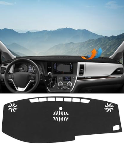 BIBLOZ Dash Cover for Toyota Sienna 2015-2020 Accessories Black Flannel Dashboard Cover Mat Car Dashboard UV Sun Protection - size: 2015-2020 Sienna