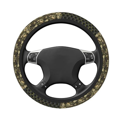 Camouflage Steering Wheel Cover Camouflage Leaf Steering Wheel Protector Neoprene 15Inch Car Accessories 2 Pcs Car Coasters for Women Men - color: Camouflage Leaf Checkered