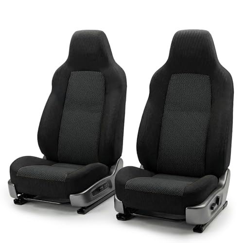 FH Group Car Seat Covers High Back Classic Cloth Front Pair Set with Gift, Easy to Install - Universal Fit for Cars, Trucks & SUVs (Black) FB102102 - color: Black, size: Front Set