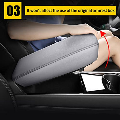 AOMSAZTO Grey Armrest Console Cover for Civic 2012-2015 Honda Middle Leather Arm Cover - color: Gray