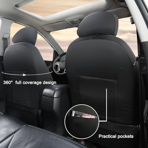 GIANT PANDA Front Car Seat Cover for Hyundai, Faux Leather Bucket Seat Covers Custom Fit Hyundai Sonata Elantra Santa Fe Tucson Accent Kona Palisade Genesis Venue Ioniq(Beige+Black) 2-Pack - color: Black, Beige