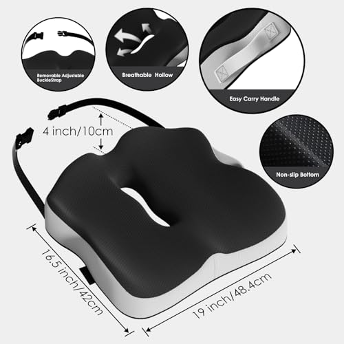 Seat Cushion for Truck Driver, Extra Large Memory Foam Car Seat Cushions for Long Driving - Orthopedic Sciatica Ease and Tailbone Pain Relief, Comfort Support for Road Trip Essentials