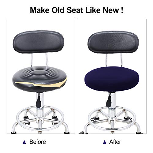 Tatuo Round Bar Stool Seat Covers Washable Stool Cushion Slipcover Elastic Bar Chair Covers for 14-17 Inch Chair (Navy Blue, 4 Pieces) - color: Navy Blue