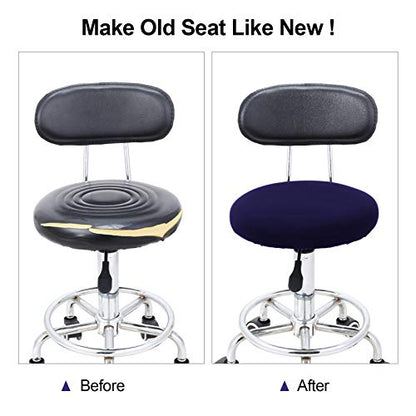 Tatuo Round Bar Stool Seat Covers Washable Stool Cushion Slipcover Elastic Bar Chair Covers for 14-17 Inch Chair (Navy Blue, 4 Pieces) - color: Navy Blue