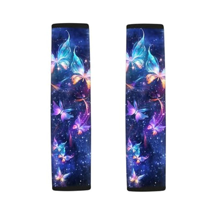 Dreaweet Galaxy Butterfly Seatbelt Covers for Women Soft Comfortable Car Seat Belt Cover Pad 2 Pcs Neoprene Seatbelt Cushion Universal Car Seat Shoulder Pads for Seat Belts - color: Galaxy Butterfly