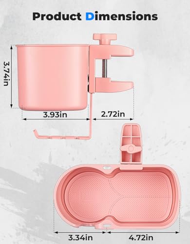 KEMIMOTO Desk Cup Holder with Headphone Hanger, 2 in 1 Caddy Organizer for Office Table, Lawn Chair, Golf Cart, Pontoon Boat, Fit for Most 18-32 oz Bottles - color: Pink