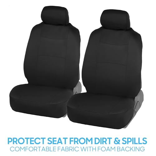 BDK PolyPro Car Seat Covers Full Set in Solid Black, Front and Rear Split Bench Seat Covers for Cars, Easy to Install Car Seats Cover Set and Accessories for Auto Trucks Van SUV - Solid Black - color: Solid Black