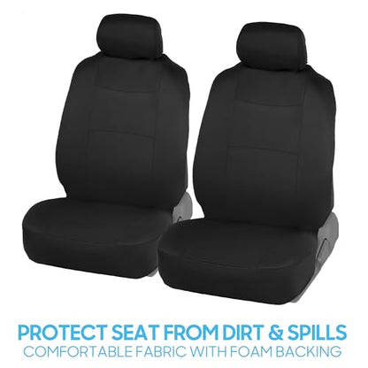 BDK PolyPro Car Seat Covers Full Set in Solid Black, Front and Rear Split Bench Seat Covers for Cars, Easy to Install Car Seats Cover Set and Accessories for Auto Trucks Van SUV - Solid Black - color: Solid Black