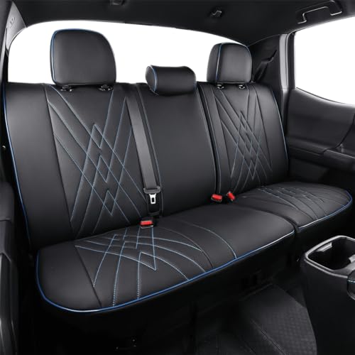 EKR Custom Fit Tacoma Car Seat Covers for Toyota Tacoma 2016 2017 2018 2019 2020 2021 2022 2023 Access Cab -Full Set,Faux Leather(Black with Blue Trim) - color: Leather (Black with Blue Trim), size: 2016-2023 Full Set Access Cab,2DR