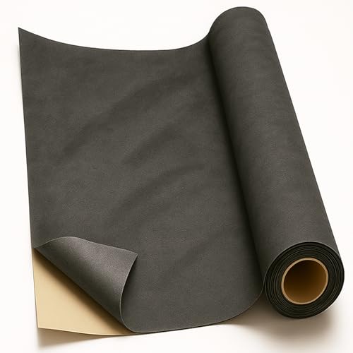 Self-Adhesive Suede Decorative Film for Car - Headliner/Dash/Door/Trunk | Stretchable & Scratchproof Ultra-Fiber Leather | DIY Peel & Stick 10"x59" Dark grayk Pro-Grade Curved (Dark Gray, 10"x59") - color: Dark Gray, size: 10"x59"