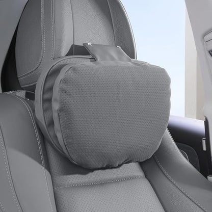 Car Headrest Pillow for Driving, Dual-Sided Leather Design Neck Pillow, Breathable Softness Neck Support, Universal Fit Head Rest Travel Pillow, Gray, 1 Pack - color: Gray