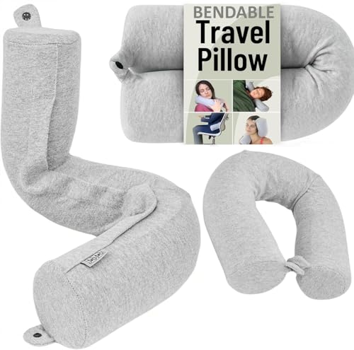 Dot&Dot Twist Memory Foam Travel Pillow, Bendable Neck Pillow for Airplane, Car and Home, 26-Inch Adjustable Roll, Neck Support, Chin, Lumbar and Leg