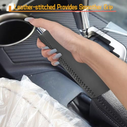 Genuine Leather Handbrake Protector Cover Compatible with Toyota RAV4 2013-2016 Anti-Slip Hand Brake Parking Lever Sleeve Black