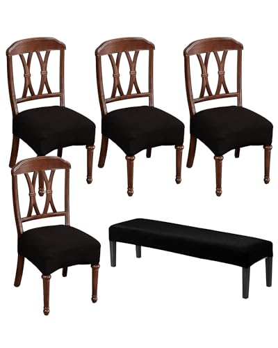CRFATOP Jacquard Dining Room Chairs Seat Covers Set of 4 with Soft Bench Chair Cover Stretch Kitchen Chair Slipcover Washable Seat Cushion Slipcover Protector for Hotel Ceremony Banquet Wedding,B11 - color: Jacquard B11