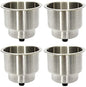 4Pcs Stainless Steel Cup Drink Holder Insert with Drain for Marine Boat, RV, Camper
