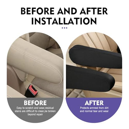 2PCS Car Front Seat Armrest Cover, Elastic Cloth Fabric Scratch-Resistant Protector, Comfortable Center Console Lid Armrest Cover, Universal for Most Cars Trucks SUVs