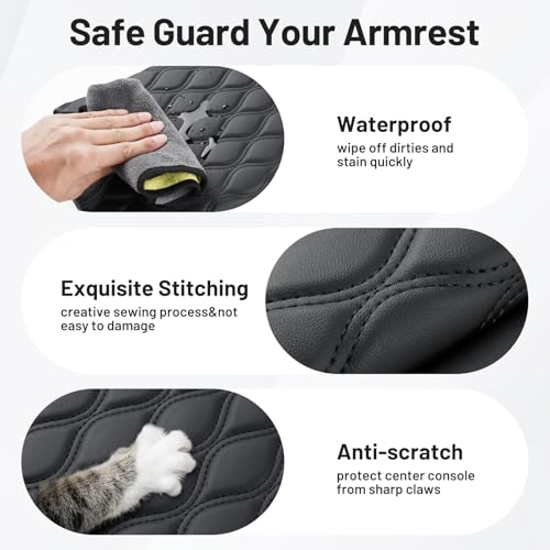 Autorder Center Console Cover for GMC Sierra/Chevy Silverado 1500 2019-2026 Accessories Armrest Cushion Cover Leather Middle Console Pad Armrest Pad Anti-Scratch(Bucket Seat Only) - size: 19-26 Chevy Silverado Wavy Texture