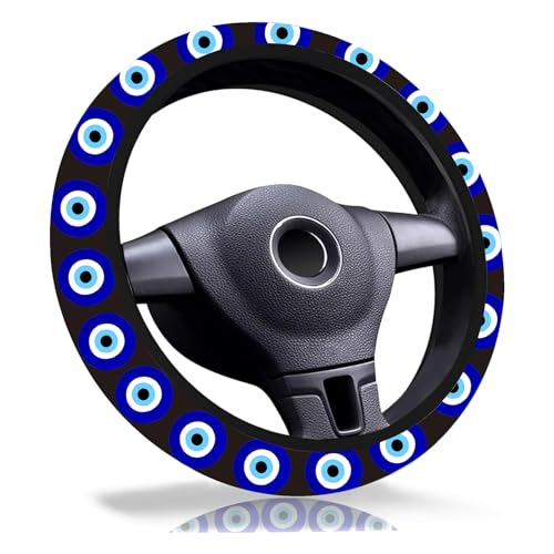 Blue Evil Eye Steering Wheel Cover,Non-Slip Breathable Neoprene Steering Wheel Covers,Blue Eye Car Accessories and Car Decor,Evil Eye Gifts for Women,Men Universal 15 Inch Fit Auto,SUV,Truck - color: Blue Eyes