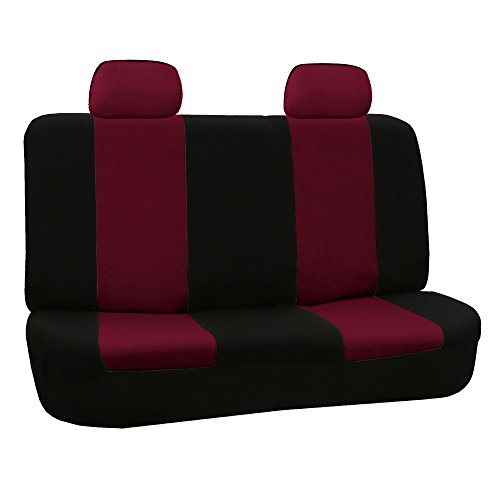 FH Group Car Seat Cover for Back Seat Burgundy Cloth - Universal Fit Rear Seat Covers for Cars with Solid Bench, Car Seat Protector for Dogs and Kids, Car Interior Accessories for SUV, Sedan and Van - color: Burgundy, style: Seat Cover Rear Set