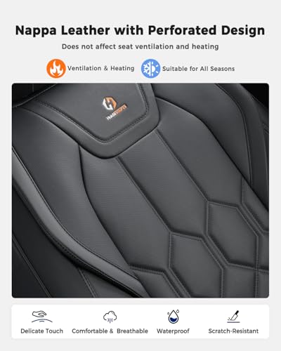 Huidasource Seat Covers Full Set, Universal Fit for Most Cars SUVs Trucks, Full Coverage Leather Car Seat Cover, Airbag, Cupholder Compatible, Seat Function Retain, Velcro Adjustable, Black - color: FS: Black, size: Full Set