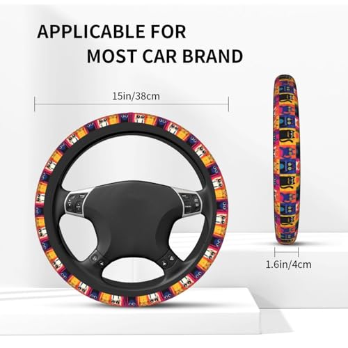 Cat Geometry Steering Wheel Covers Non Slip Neoprene Universal 15 Inch Steering Wheel Protector Car Cover for Men Women - color: Cat Geometry