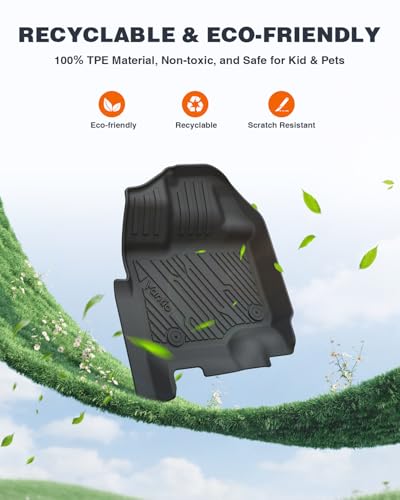 Floor Mats for F150 Ford 2015-2025 2026 and F150 Lightning 2022-2025 2026 SuperCrew with Bucket Seats(Without Rear Fold Flat Storage Box), Custom Fit TPE All Weather Floor Liners - size: F150/F150 Lightning Without storage