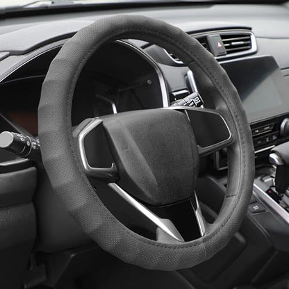 Auto Dynasty Steering Wheel Cover, Breathable Microfiber Leather Car Steering Wheel Protector with 3D Textured, Non-Slip Grip, [14 1/2 to 15 Inches] Universal Fit Cars Trucks SUVs - color: 3D Texture B
