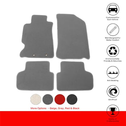 IKON MOTORSPORTS, Floor Mat Compatible with 2002-2006 Acura RSX, Factory Fitment Gray/Grey Nylon Front & Rear Car Floor Mats Liner Carpets Replacement 4PC, 2003 2004 2005