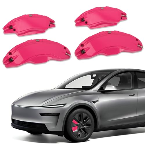 Brake Caliper Covers Compatible with Tesla Model Y Juniper 2025-2026, 19 20 Inches Front and Rear Brake Wheel Hub Brake Caliper Covers 4 Pcs For Model Y Juniper Accessories Beetroot Purple - color: Beetroot Purple