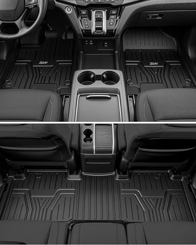 3W Floor Mats & Cargo Liner Fit for Honda CR-V 2023 2024 2025 2026 (Include Hybrid), All Weather TPE Custom Fit Honda CRV Floor Liner 1st, 2nd Row and Trunk (Upper Positon) Full Set Car Mats Black