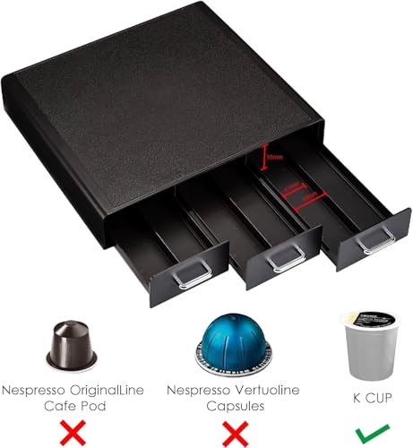 Amazon Basics K-Cup Compatible Coffee Pod Storage Drawer, 3 Easy-Open Drawers, 36 Pod Capacity, Black - size: (Pack of 1)