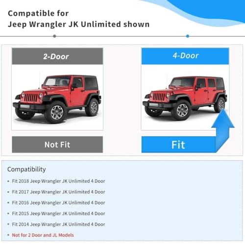 OEDRO Floor Mats Fit for 2014-2018 Jeep Wrangler JK Unlimited JKU 4 Door (Not for 2 Door and JL Models), Black TPE All Weather Car Mats 1st & 2nd Row Floor Liners - style: 2014-2018 Wrangler JK