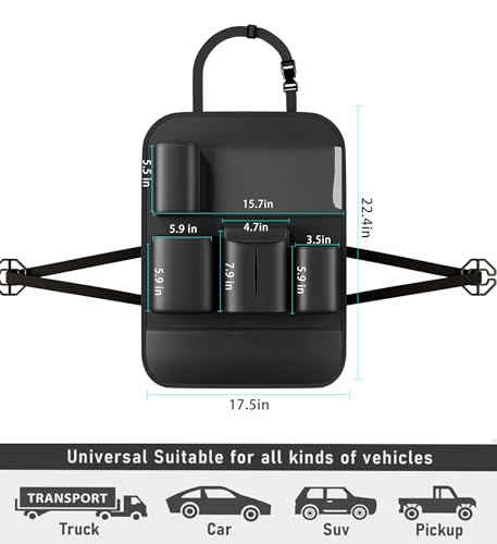 GMQ Backseat Car Organizer with Touch Screen,Protectors Kick Mats Travel Accessories for Kids,Multifunctional Seat Back Organizer Car Travel Organizer Accessories (Black, 1PC)