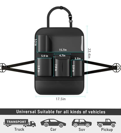 GMQ Backseat Car Organizer with Touch Screen,Protectors Kick Mats Travel Accessories for Kids,Multifunctional Seat Back Organizer Car Travel Organizer Accessories (Black, 1PC)