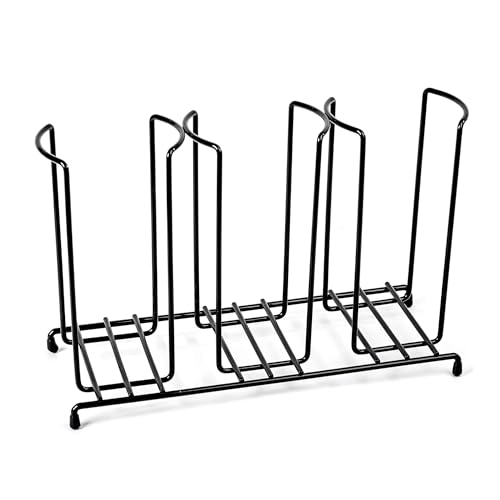 Wire Frame Cup and Lid Organizer, 3 Compartment Metal Rack Design Storage Holder for Plastic, Coffee Beverage Cups