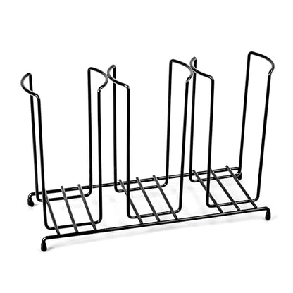Wire Frame Cup and Lid Organizer, 3 Compartment Metal Rack Design Storage Holder for Plastic, Coffee Beverage Cups