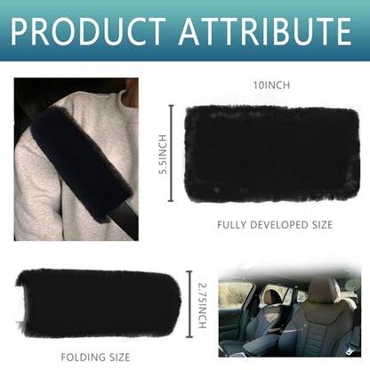2 Pcs Soft Faux Fur Universal Fit Seat Belt Cover Pad, Seatbelt Cushion, Seatbelt Covers, Seat Belt Covers, Car Seatbelt Cover,Soft Shoulder Seat Belt Pad (Black) - color: Black