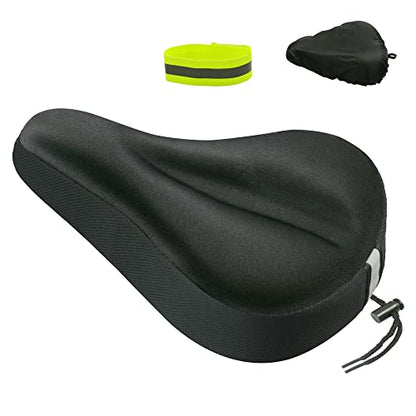 Gel Bike Seat Cover Padded Bicycle Saddle Covers for Women & Men, Most Comfortable Exercise Bike Seat Cushion Cover, Soft for Spin Indoor Outdoor Cycling Class Mountain Stationary Bikes