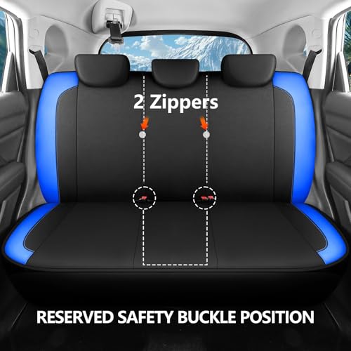 HChengkikz Car Seat Covers Full Set, Waterproof Neoprene Car seat Covers, Airbag Compatible, Universal Fit Automotive Seat Covers for Most Cars, Trucks, SUVs (Black + Blue) - color: N816 Black Blue, size: Full Set