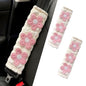 JDDRY 2PC Car Seat Belt Covers Pads,Seat Strap Pads,Auto Seat Belt Pad,Fit for Most Vehicles,Car Interior Accessories(Three Flower,Pink) - color: Three Flower-Pink