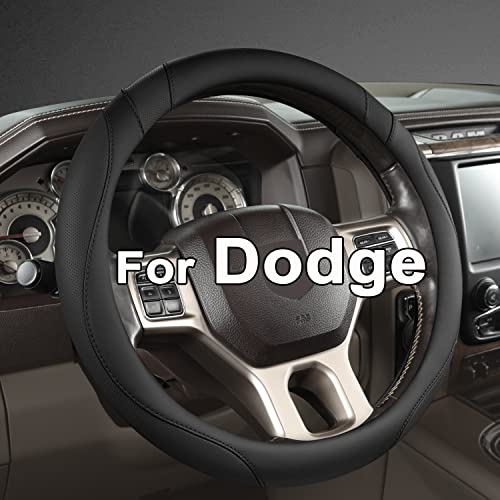 West Llama Customized Auto Car Steering Wheel Cover for Dodge 1989-2011 RAM 1500 2500 3500, Charger, Durango, Challenger (Black-Standard Size) - color: A-Black, size: Standard Size (14 ½''-15'')