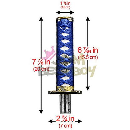JDMBESTBOY Samurai Sword Blue White Shift Knob Shifter Alloy Katana Adapter Universal 15cm - color: Blue White, size: 15cm