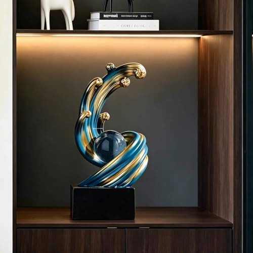 AWNR Blue Abstract Art Statue, Sculptures Home Decor for Shelf, Living Room, Table Top, Dining Table Centerpiece, Office, Men's Room, Entryway (Abstract A) - style: Abstract A