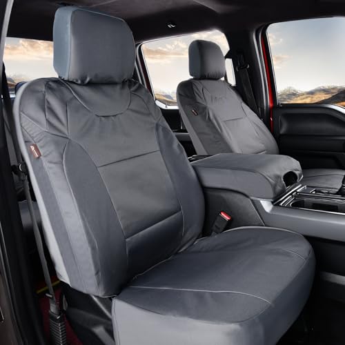 Coverado Front Seat Covers, Waterproof Oxford Seat Protector for Car Seat Cushions for Kids & Dogs, Compatible with 2015-2026 Ford F150 & 2017-2026 Ford F250 F350 F450 (Gray, 2PCS),