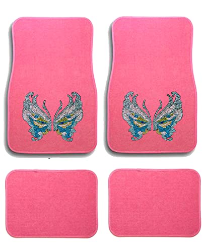 ALLBrand Universal Fit Front/Rear 4-Piece Full Set Crystal Bling Rhinestone Design Studded Carpet Car SUV Truck Pink Floor Mats - 4 KAM-MAT-PINK 0 - color: Carnival Mask-Pink